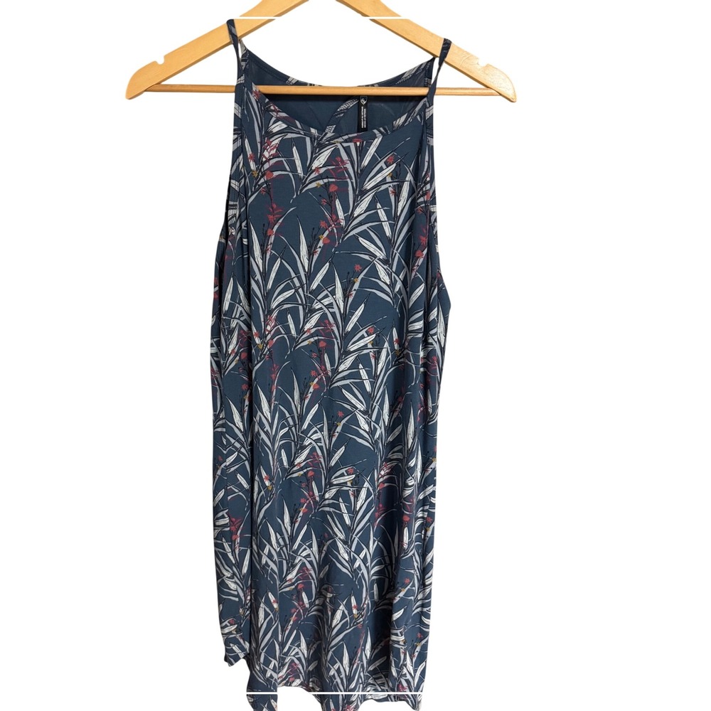 Kuhl Womens Blue Leaf Print High Neck Keyhole Back Summer‎ Tank
Dress Large
